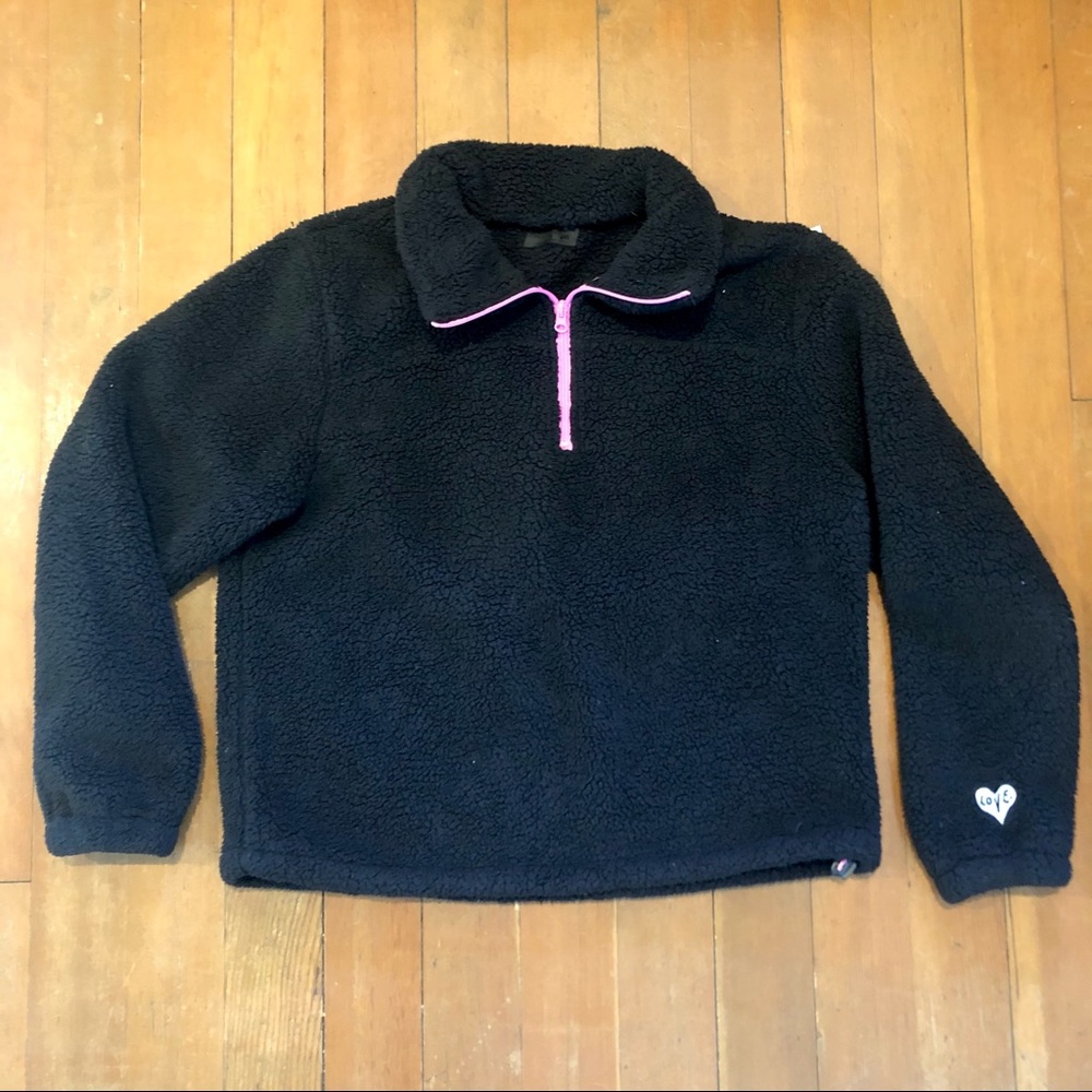 Betsey Johnson Funnel Neck Fleece Pullover Black - Picture 4 of 9